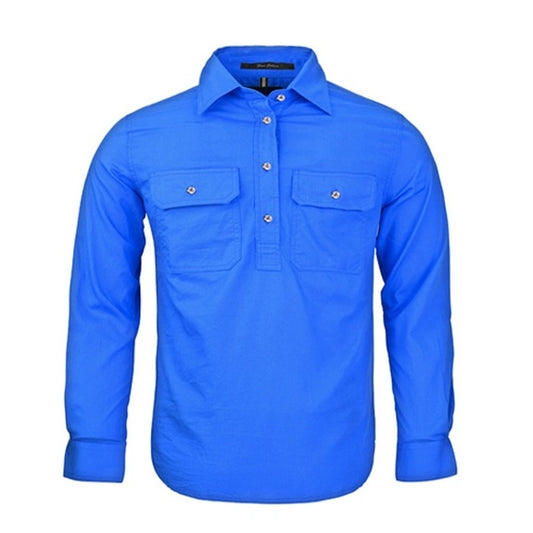 Pilbara RM400CF Kids Closed Front Long Sleeve Shirt Cobalt Blue