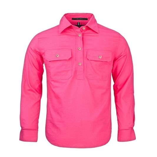 Pilbara RM400CF Kids Closed Front Long Sleeve Shirt Hot Pink