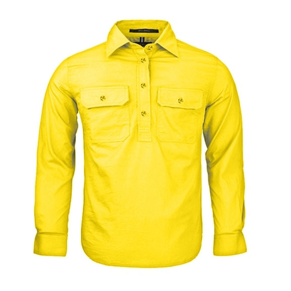 Pilbara RM400CF Kids Closed Front Long Sleeve Shirt Lemon