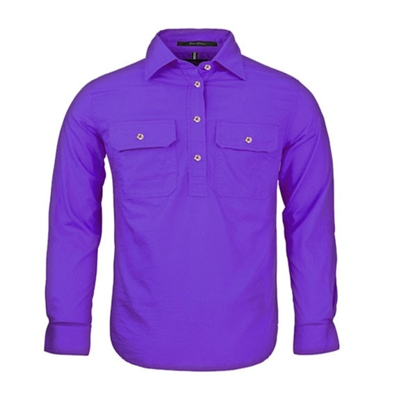 Pilbara RM400CF Kids Closed Front Long Sleeve Shirt Purple