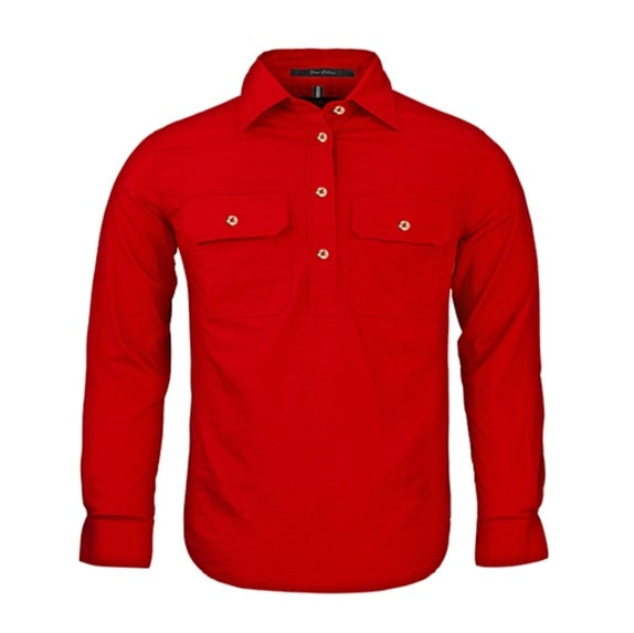 Pilbara RM400CF Kids Closed Front L/S Shirt Red