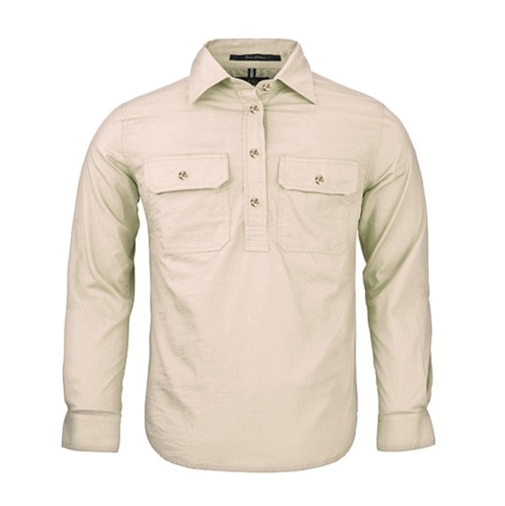 Pilbara RM400CF Kids Closed Front Long Sleeve Shirt Stone