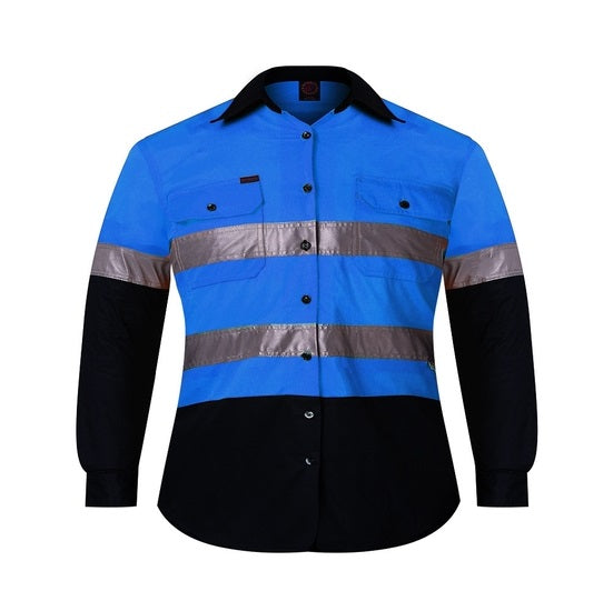 Ritemate RM4050R Kids Two Tone Open Front Shirt with Tape