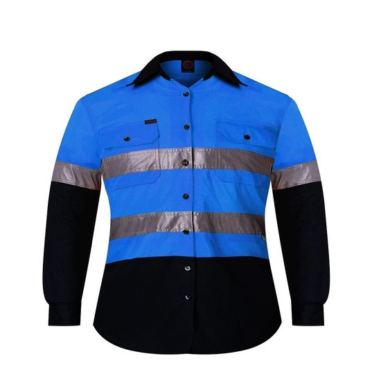 Ritemate RM4050R Kids Two Tone Open Front Shirt with Tape