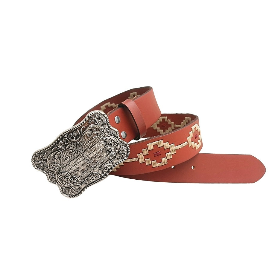 Pilbara RMPW006 Western Rodeo Buckle Navajo Leather Belt