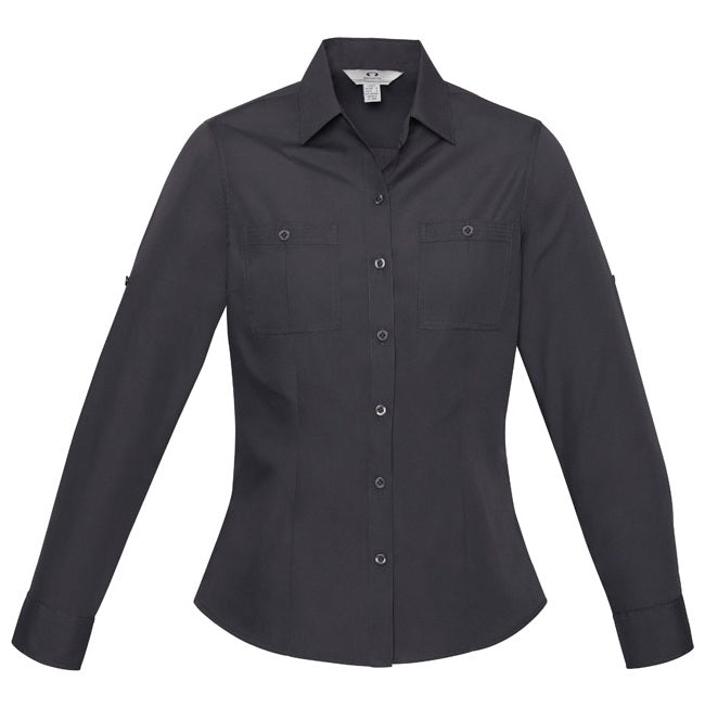 Biz Collection S306LL Bondi Ladies Long Sleeve Shirt - Charcoal - Alternative Front View