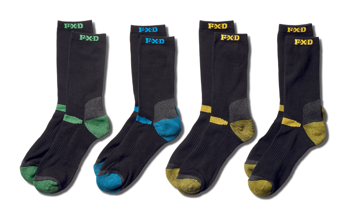 FXD SK-2 4-Pack Long Black/Multi Work Socks