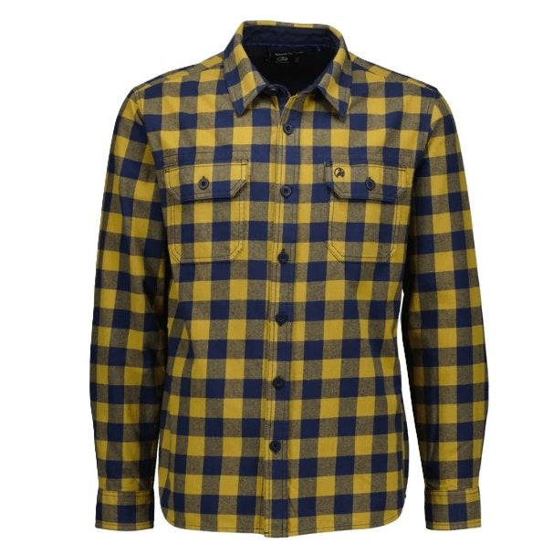 Yellow and blue plaid shirt on a white background