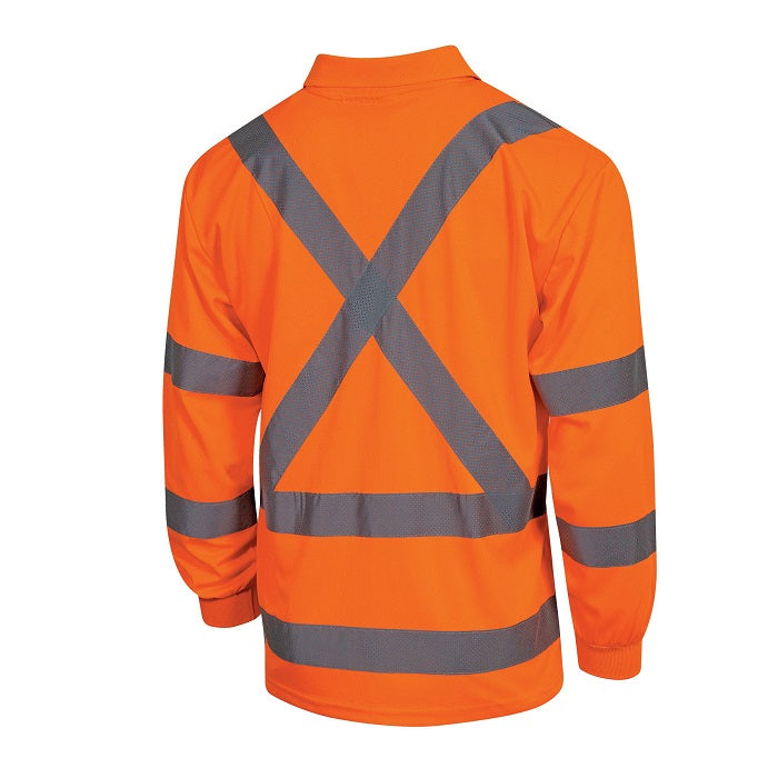 Tru Workwear TS1850T5 Micromesh L/S Hi-Vis Polo NSW Rail Shirt With Perforated Reflective Tape