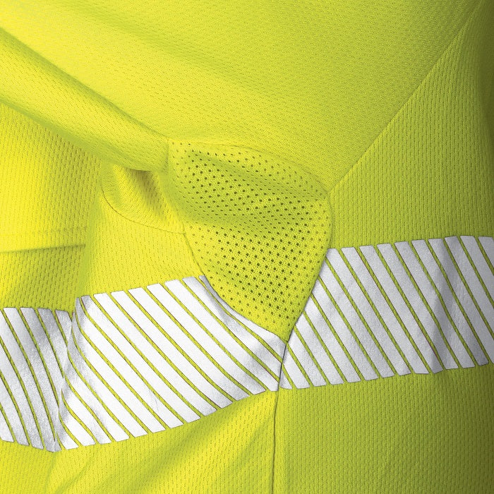Tru Workwear TS2425T1 Recycled Anti-Microbial Micromesh L/S Two Tone Hi-Vis Polo Shirt With Segmented Tape