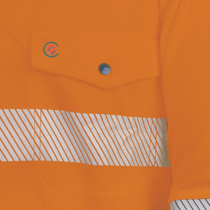 Tru Workwear TS2425T1 Recycled Anti-Microbial Micromesh L/S Two Tone Hi-Vis Polo Shirt With Segmented Tape