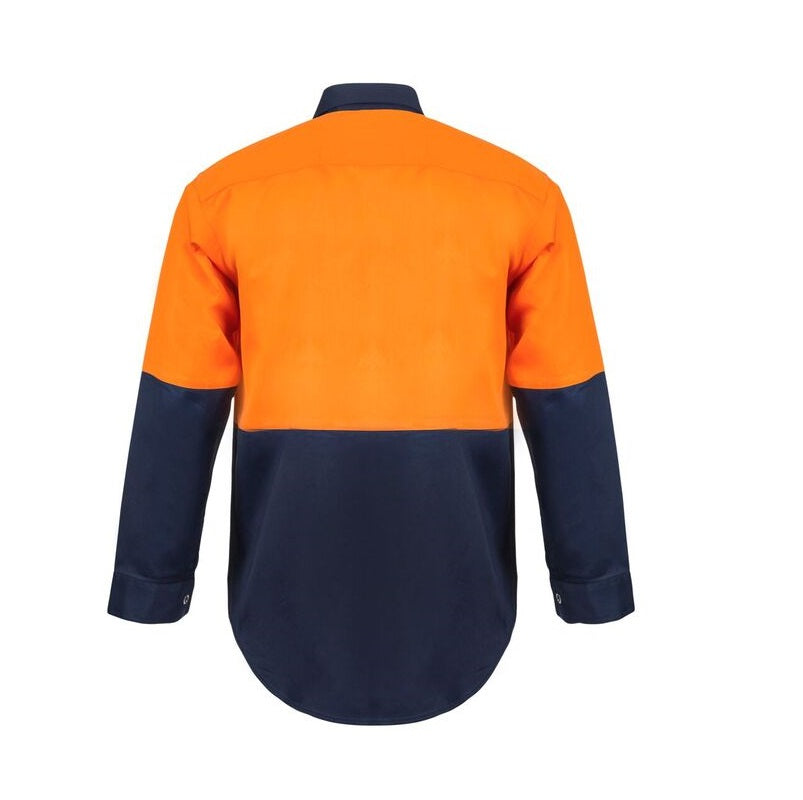 Workcraft WS3032 HiVis 2-Tone Long Sleeve Cotton Drill Shirt with Press Studs