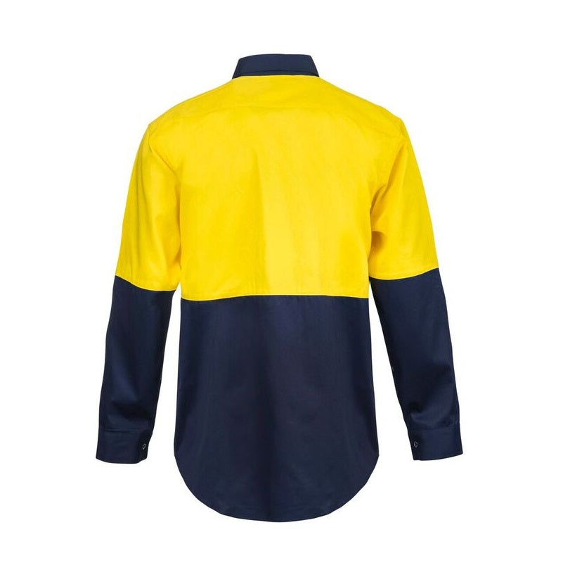 Workcraft WS3032 HiVis 2-Tone Long Sleeve Cotton Drill Shirt with Press Studs