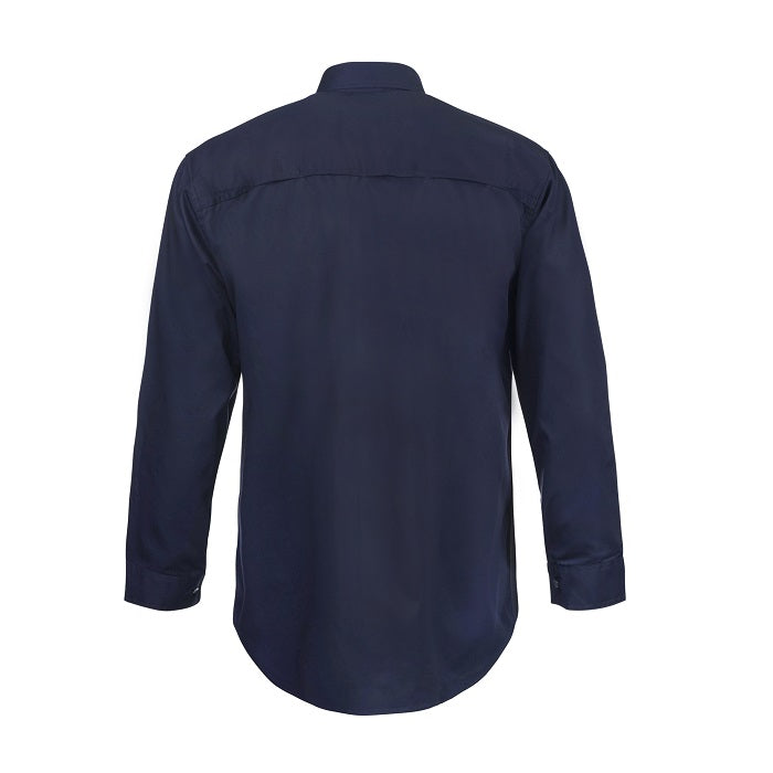 WS4011 Workcraft Navy Long Sleeve Work shirt for Men with pockets on Chest -Back/Yolk view