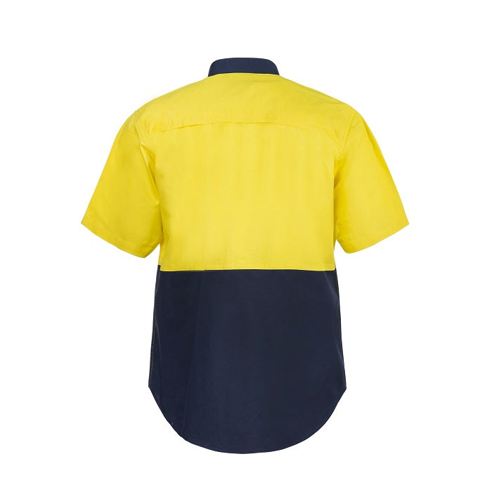 Workcraft WS4248 Lightweight HiVis 2-Tone Short Sleeve Vented Cotton Drill Shirt