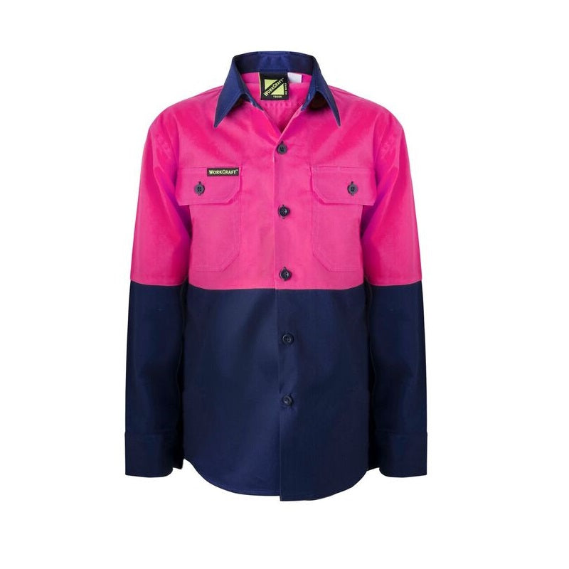 Workcraft WSK128 Girls Lightweight HiVis Two Tone Long Sleeve Shirt