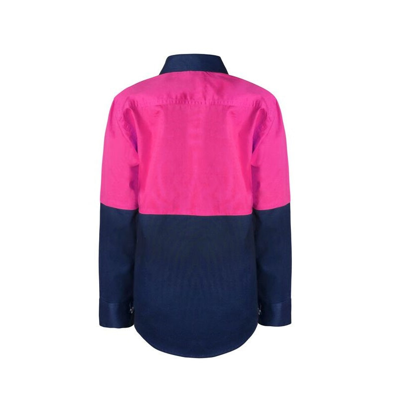 Workcraft WSK128 Girls Lightweight HiVis Two Tone Long Sleeve Shirt