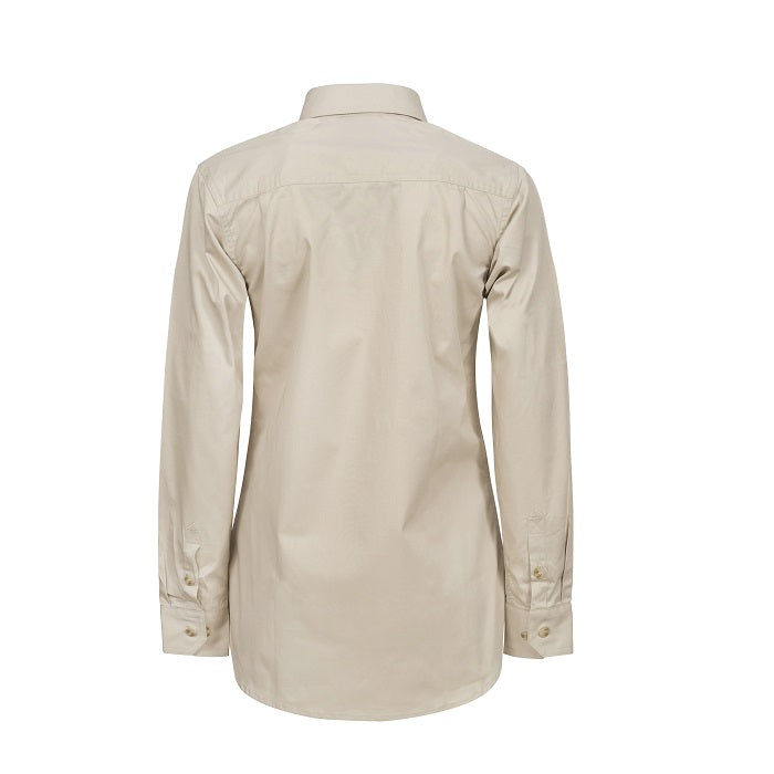 Workcraft WSL505 Ladies Lightweight Long Sleeve Half Placket Cotton Drill Shirt with Contrast Buttons