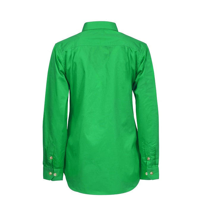 Workcraft WSL505 Ladies Lightweight Long Sleeve Half Placket Cotton Drill Shirt with Contrast Buttons