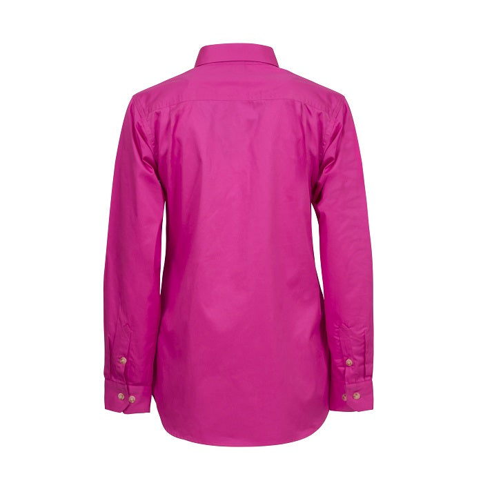 Workcraft WSL505 Ladies Lightweight Long Sleeve Half Placket Cotton Drill Shirt with Contrast Buttons
