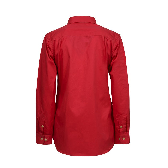 Workcraft WSL505 Ladies Lightweight Long Sleeve Half Placket Cotton Drill Shirt with Contrast Buttons