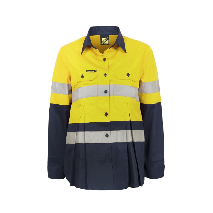 Workcraft WSL601 Maternity Lightweight HiVis Two Tone L/S Vented Cotton Drill Shirt