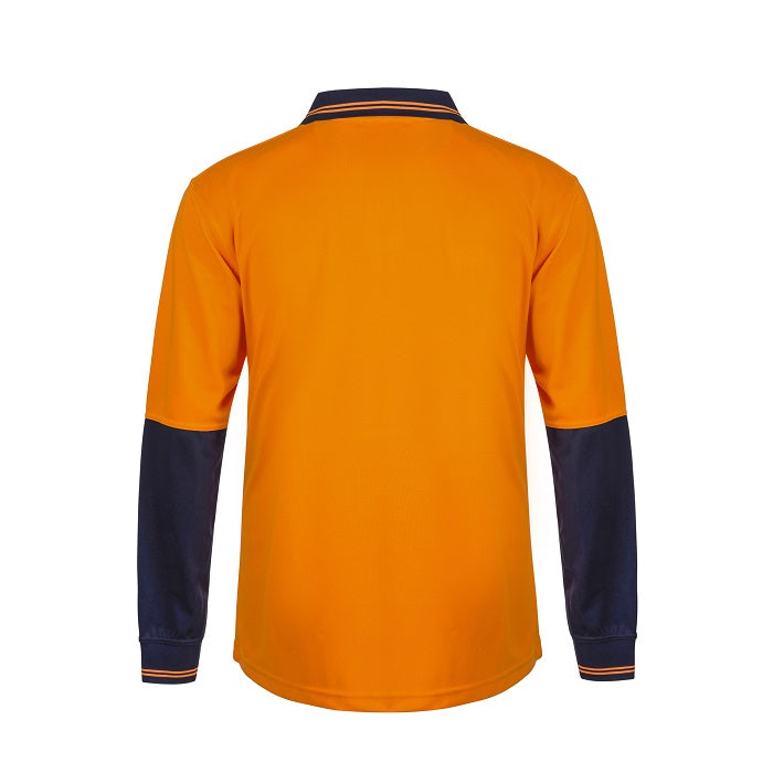 Workcraft WSP206 HiVis Two Tone Food Industry Long Sleeve Micromesh Polo with no Pocket or Buttons