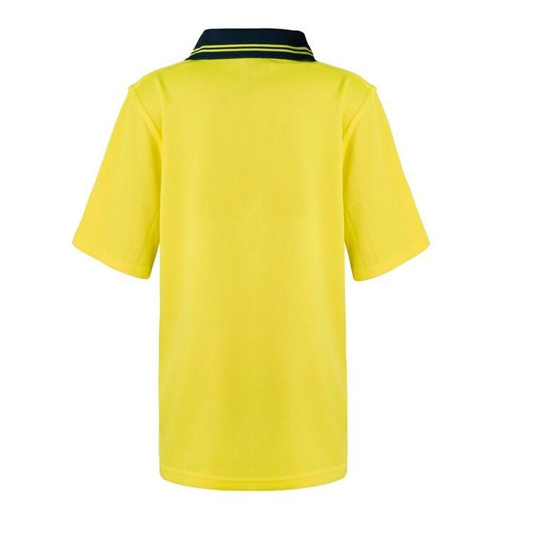 Workcraft WSPK20 Kids 2-Tone Hi-Vis Yellow and Navy Colour Polo - Back view