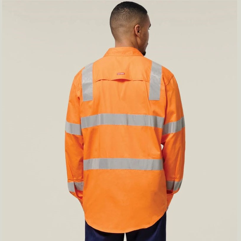 Hard Yakka Y04265 Biomotion Hi Vis Taped Cotton Drill Shirt