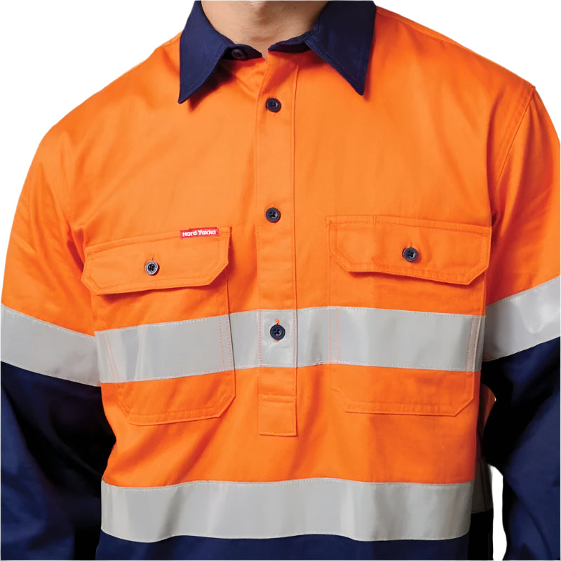 Hard Yakka Y04615 Core Hivis Long Sleeve Heavyweight Closed Front Taped Shirt
