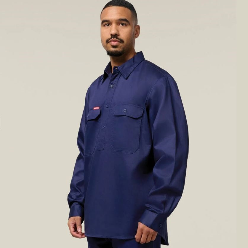 Hard Yakka Y07530 Long Sleeve Closed Front Cotton Drill Work Shirt