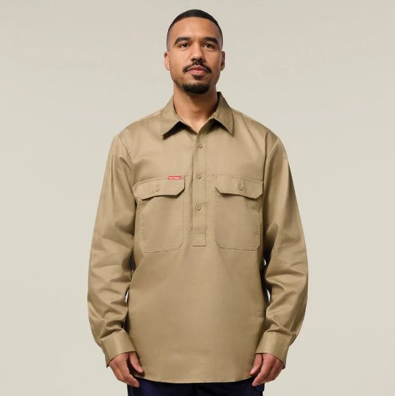 Hard Yakka Y07530 Long Sleeve Closed Front Cotton Drill Work Shirt