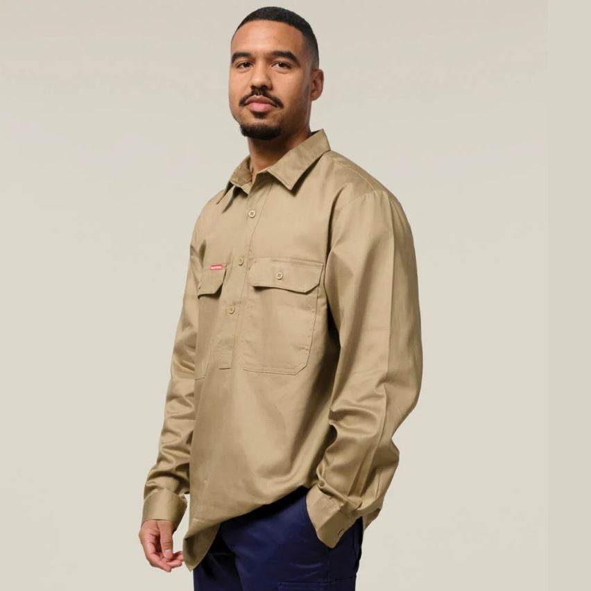 Hard Yakka Y07530 Long Sleeve Closed Front Cotton Drill Work Shirt