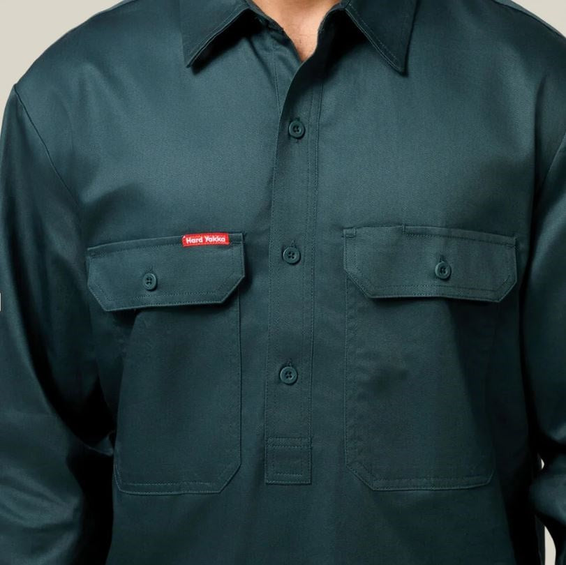 Hard Yakka Y07530 Long Sleeve Closed Front Cotton Drill Work Shirt