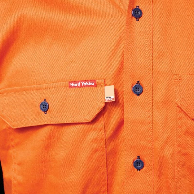 Hard Yakka Y07984 HiVis Cotton Drill Closed Front L/S Shirt