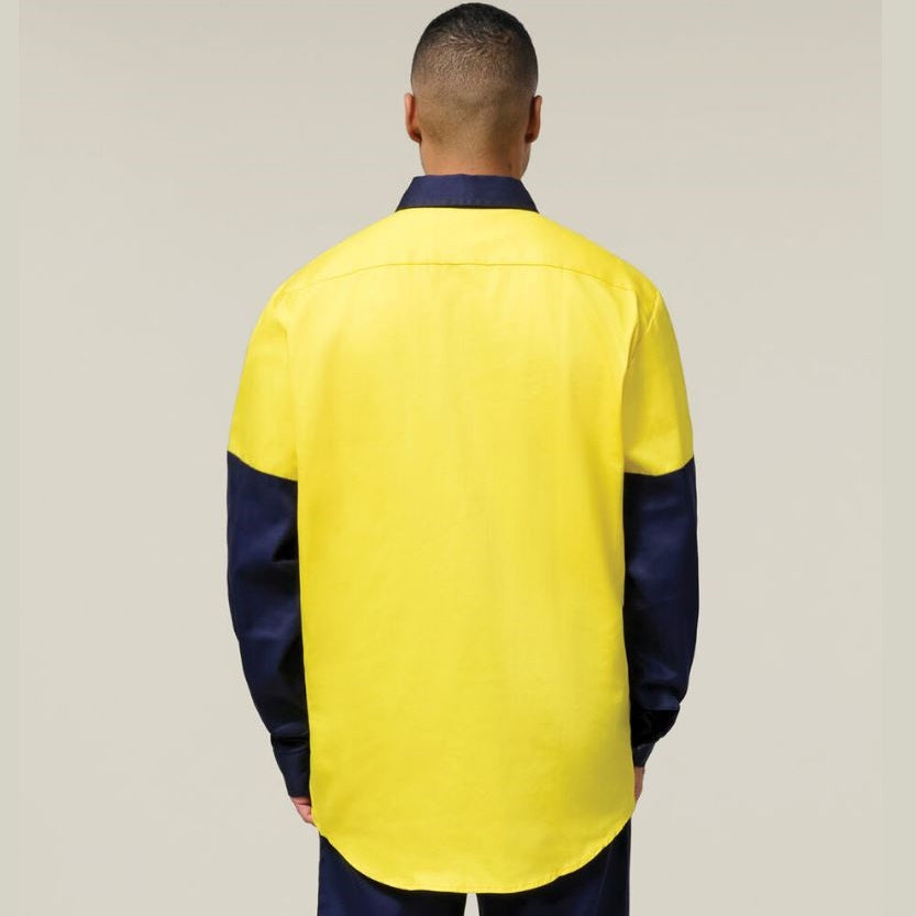 Hard Yakka Y07984 HiVis Cotton Drill Closed Front L/S Shirt