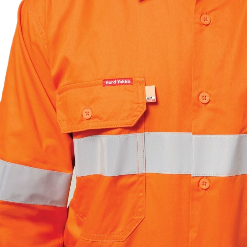 Hard Yakka Y07996 Koolgear HiVis Tape Vented Cotton Twill Shirt