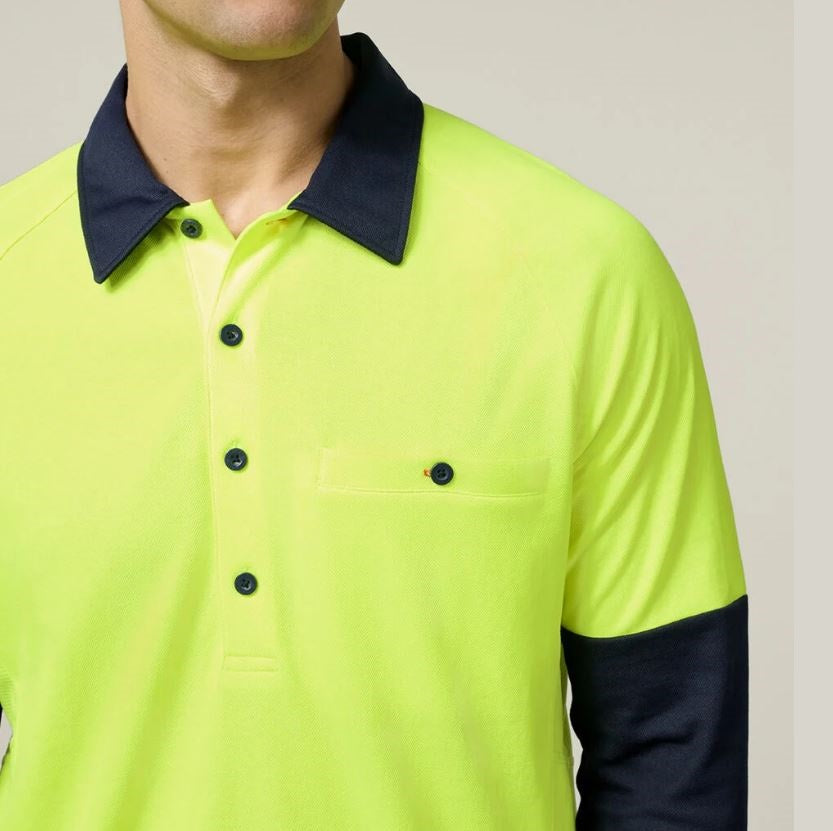 Hard Yakka Y11389 Koolgear HiVisibility Two Tone Long Sleeve Ventilated Polo
