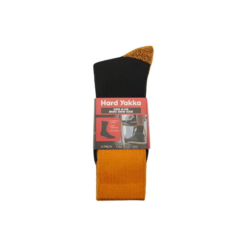 Hard Yakka Y20014 Core Hi Vis Work Crew Sock 3PK