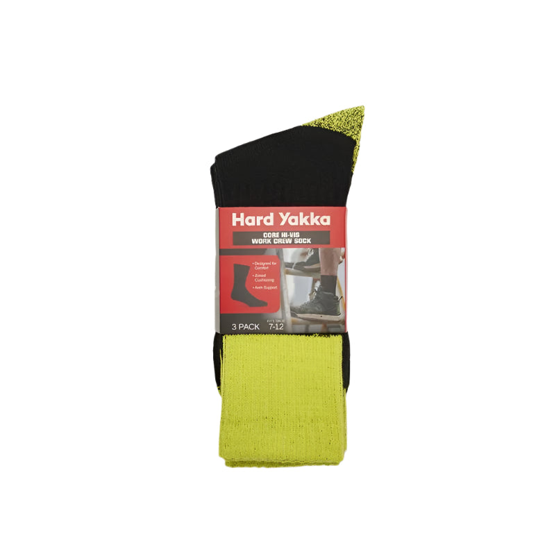 Hard Yakka Y20014 Core Hi Vis Work Crew Sock 3PK