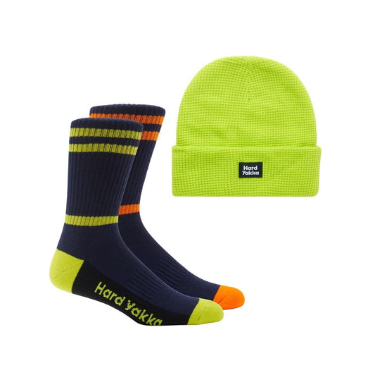 Hard Yakka Y20110 2 Pack Sock Beanie Bundle Pack