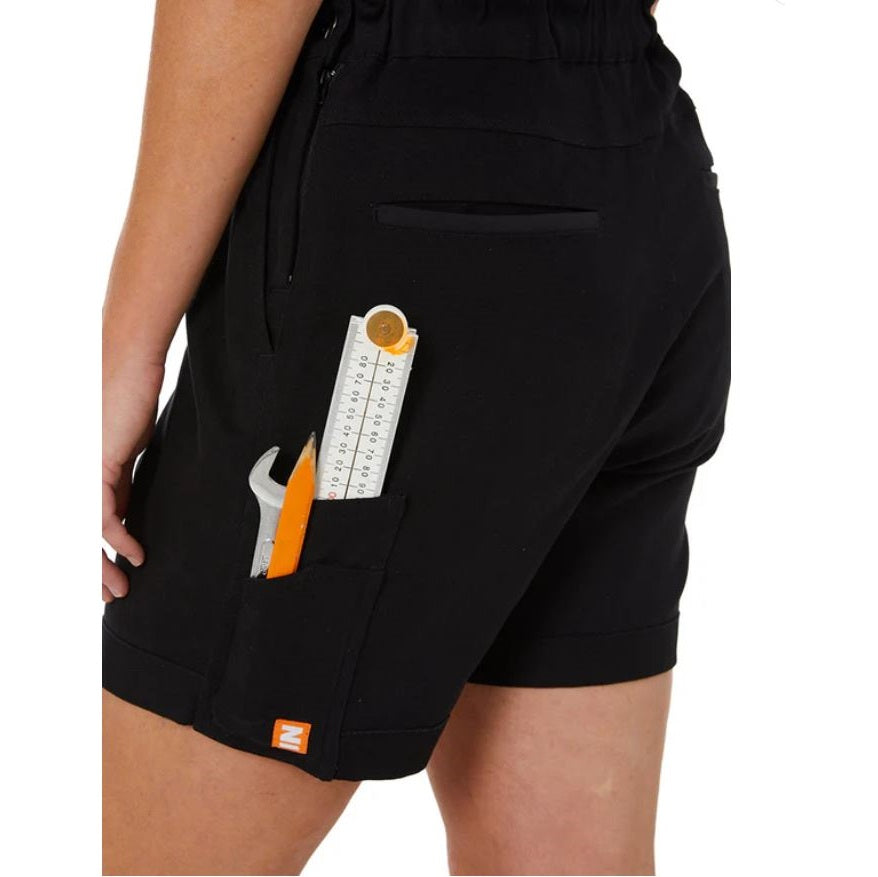 Womens work shortalls with pockets close up - Zadie Z01