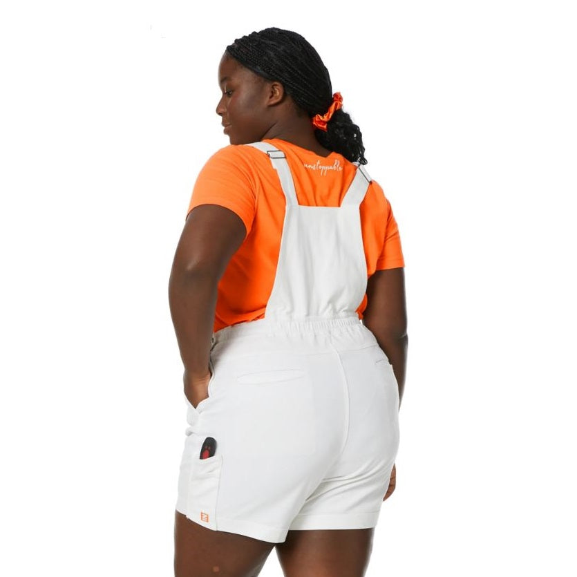 Womens colour White work shortalls Zadie workwear - Back view