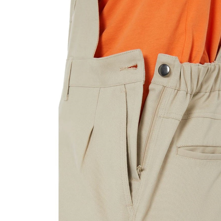 Womens colour Stone work shortalls Zadie workwear - Close up of button waist band