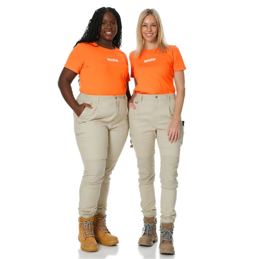 Z01P Womens Work Pants Stone - Front view together