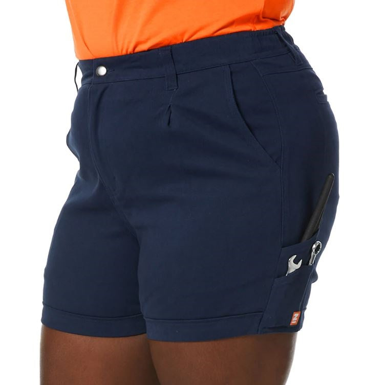 Zadie Workwear Z01S Women's The Workz Shorts Close Up of Tools Pockets - Navy colour