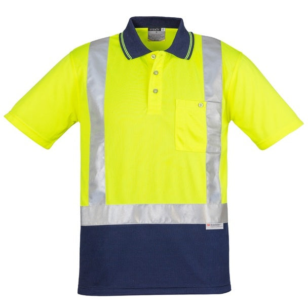 Syzmik ZH233 Mens HiVis Spliced Short Sleeve Polo Shoulder Tape