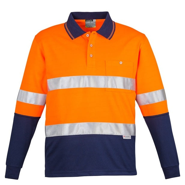 Syzmik ZH235 Mens HiVis Spliced Long Sleeve Polo Hooped Tape