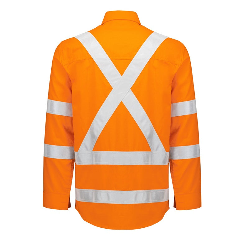 Syzmik ZW187 Mens Orange Flame Lightweight Ripstop X Back Taped Shirt