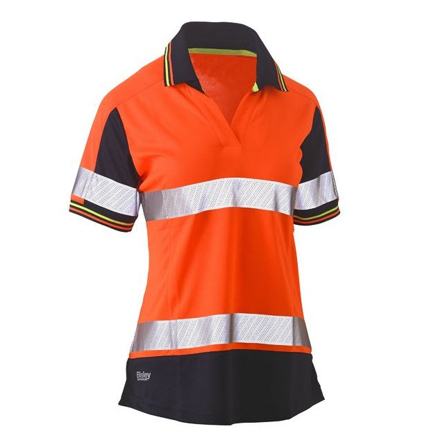 Bisley BKL1225T Womens S/S Taped Two Tone HiVis V-Neck Polo
